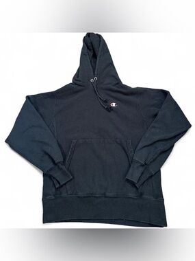 Champion Reverse Weave Vintage Men’s Black Pullover Hoodie Sweatshirt Medium